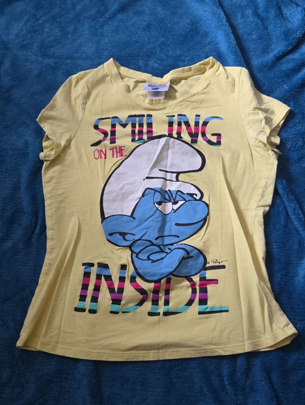 3/$20 Yellow Smurf Graphic Short Sleeve Tee